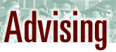 Graphic logo of advising header