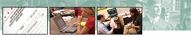 Graphic photos of Academic Staff and campus facilities