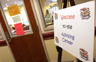 Photo of Academics Advising welcome sign.
