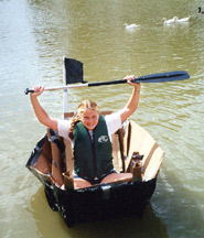 Elon Students in a cardboard boat competition
