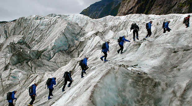 Students Hiking Glaciers in New Zealand