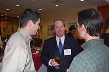 Jon Wall vists with Elon law students during afternoon tea, Nov. 29