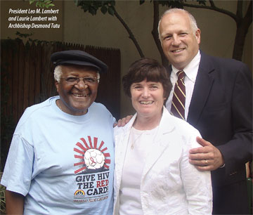 Leo and Laurie Lambert with Desmond Tutu