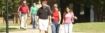 Parents walking with students