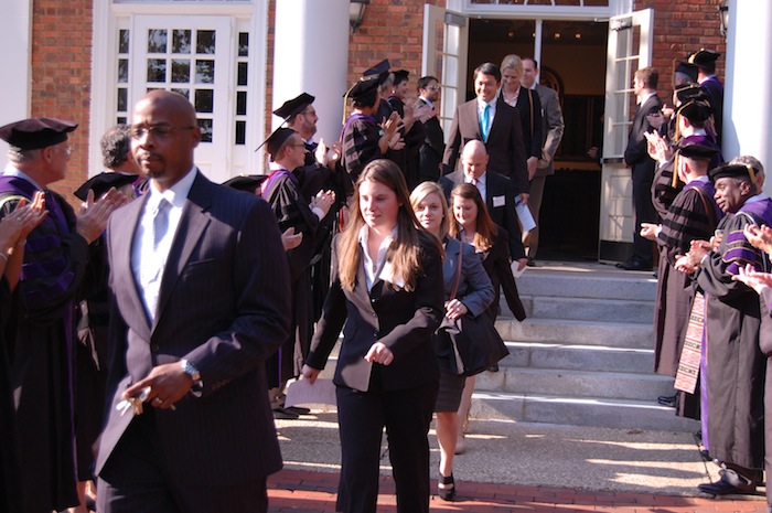 Members of the Class of 2014 at Elon Law depart opening convocation ceremony