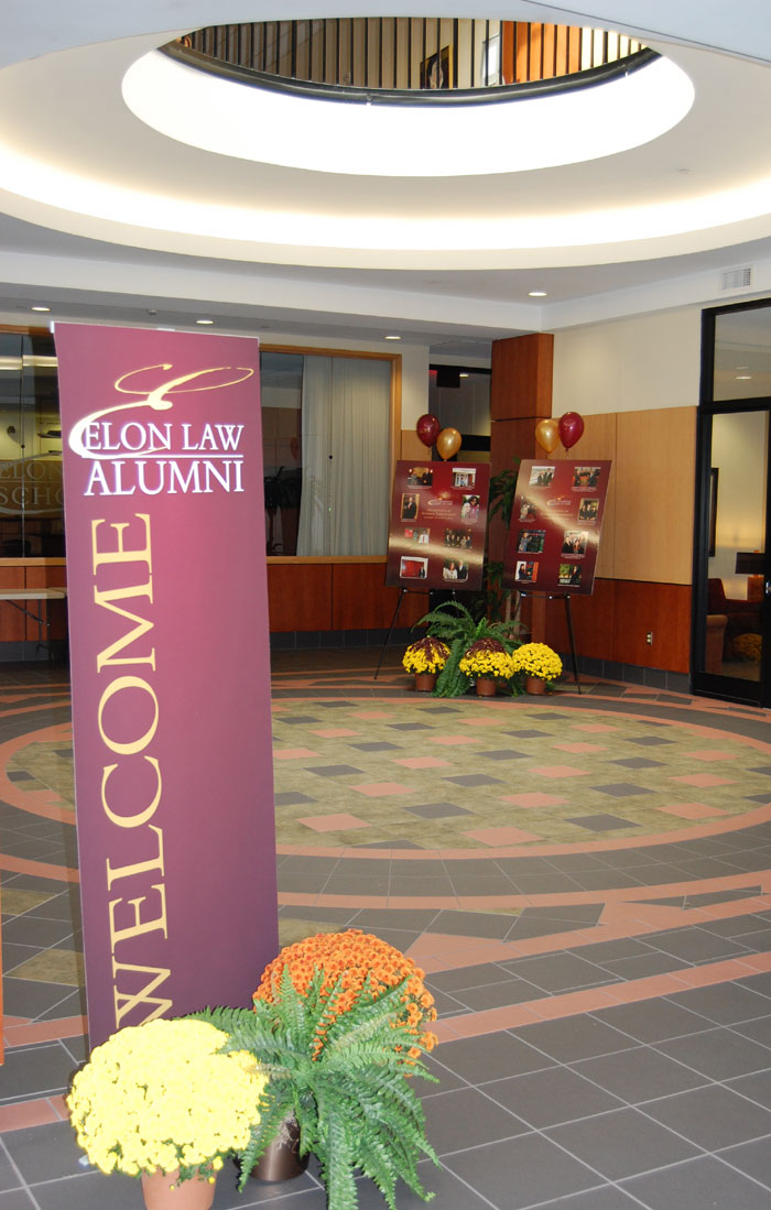 Elon Law alumni welcome banner