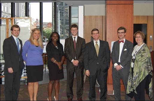 Members of Elon Law's Business Law Association with leading members in the field