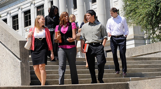 Elon Law students in front of Guilford County Courthouse in downtown Greensboro