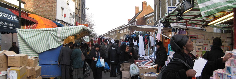 A street market in South London. Photo credit Kim Jones.
