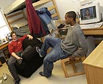 Photo of Elon University male students in thier dorm room.