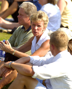 Parents talking with students