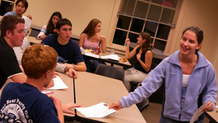 Students discussing in class