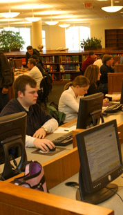 Students working in Belk Library