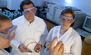 Photo of Elon faculty and staff working in a lab