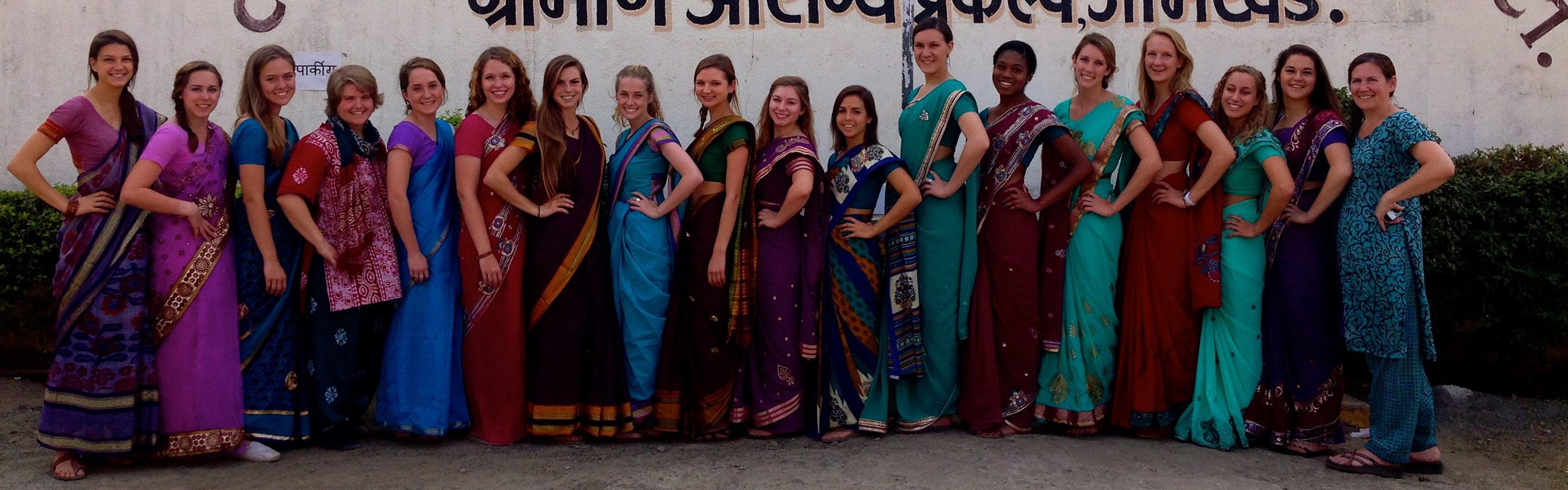 Students majoring in public health studies in Jamked, India, where they worked to complete their practicum at the Comprehensive Rural Health Project.