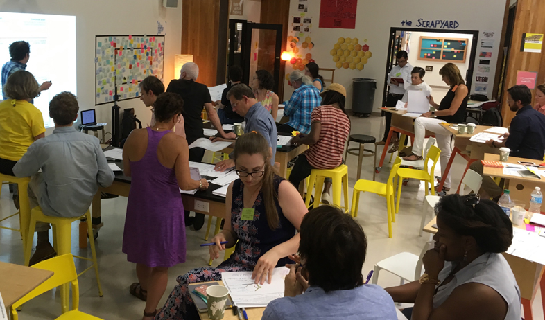 Group of educators meeting about Design Thinking.