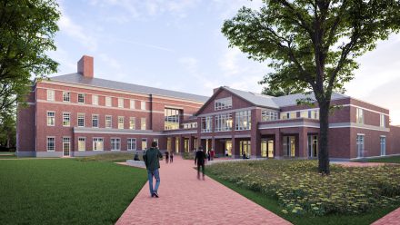 A rendering of the Innovation Quad, which will be located between Dalton L. McMichael Science Center & Richard W. Sankey Hall.