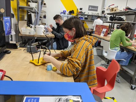 Students complete hands-on projects at the Maker Hub