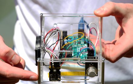 The gas sensor team's Arduino-controlled sensors detect carbon dioxide, oxygen and methane levels in air.